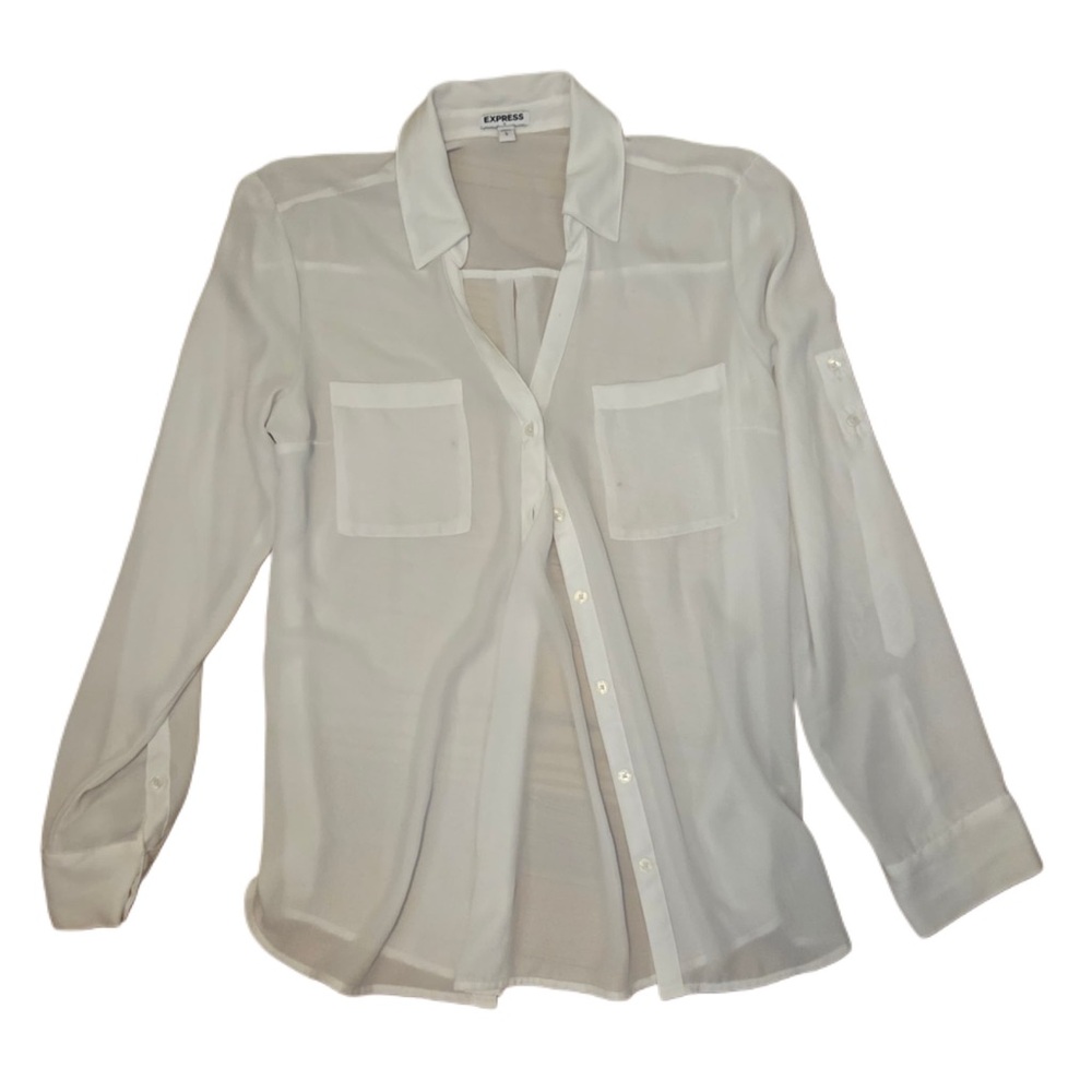 Express Classic White Sheer Blouse